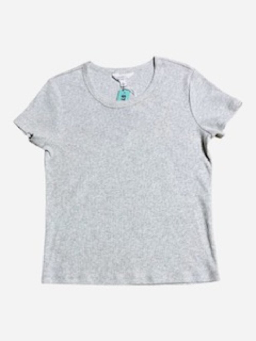 NWT Classy Women’s Soft Gray Fine Ribbed Crewneck T-shirt Market&Spruce Sz PL